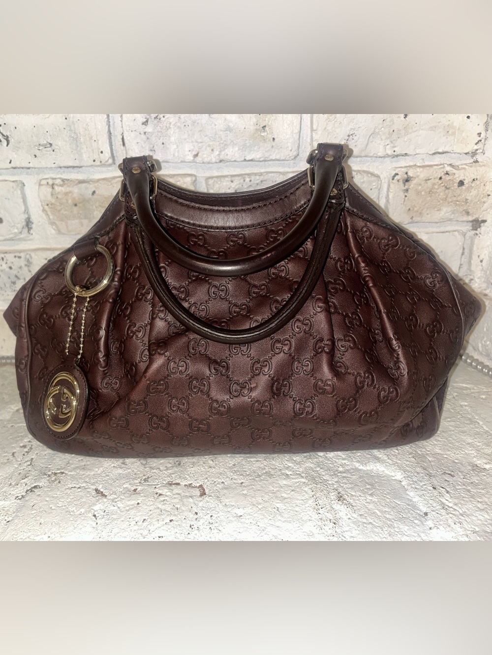 Gucci Sukey Guccissima Tote Medium Dark Brown Leather